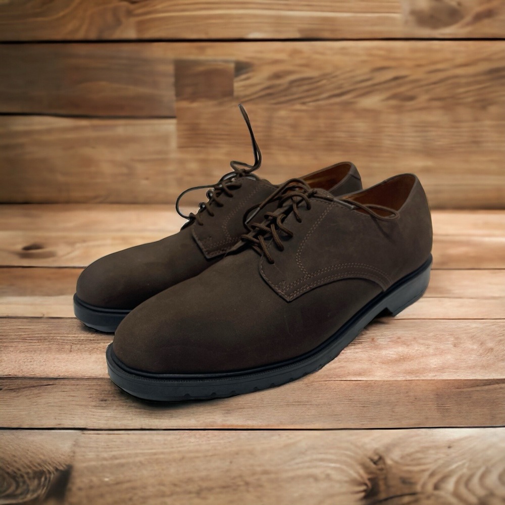 StJohnsBay Men's 12M Brown Leather Lace Up Dress Shoes